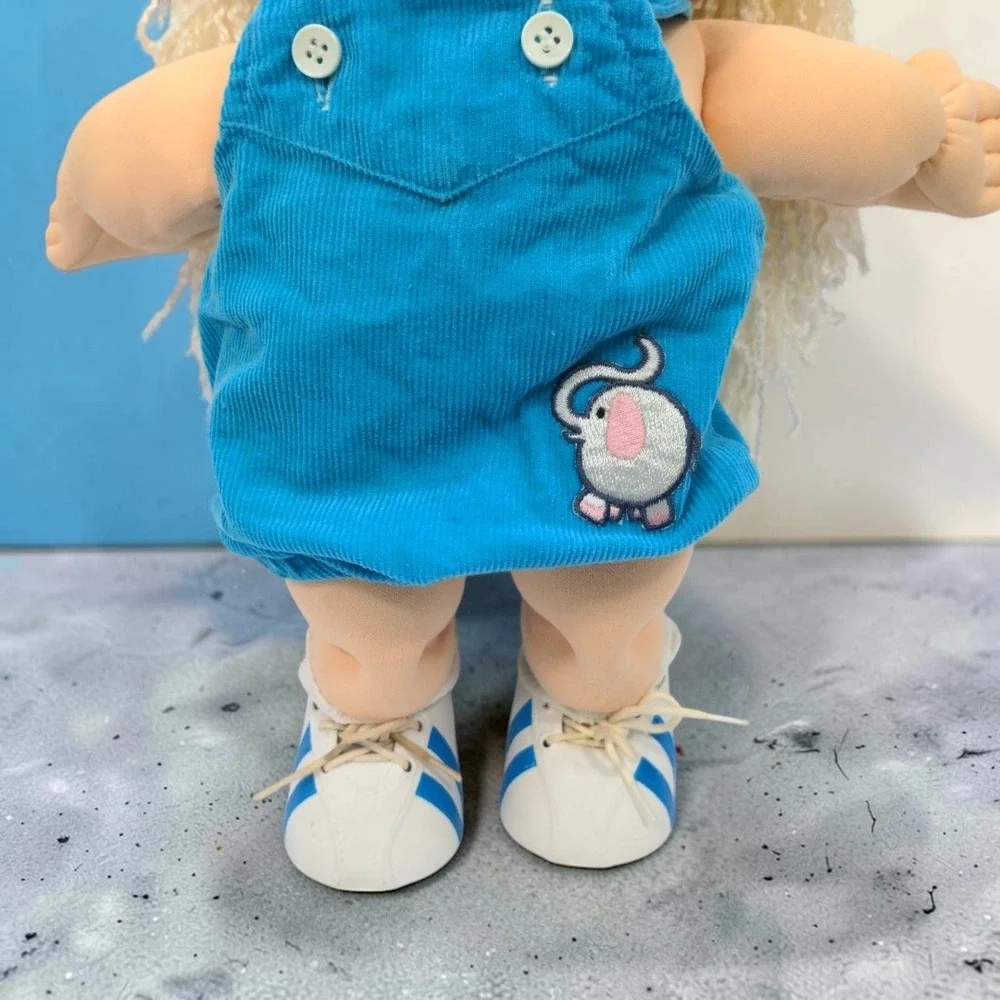 VTG 90's Mattel Cabbage Patch Kids Doll Blonde Yarn Crimped Hair Corduroy 1990